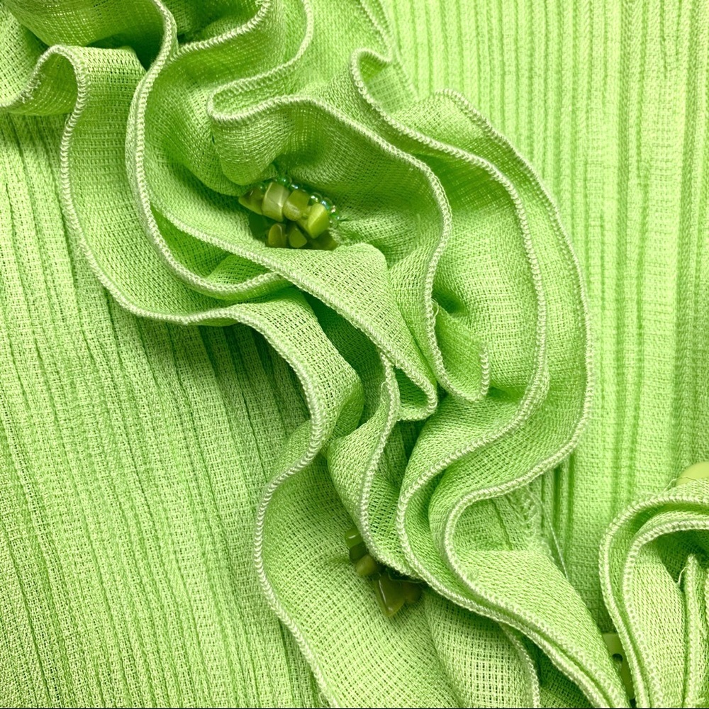 Vintage 90s lime green ruffle blouse top - Picture 10 of 10